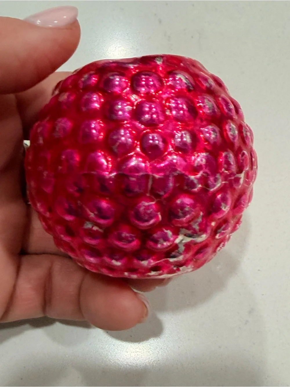 Vintage Japan Bumpy Red Glass Holiday Ornament